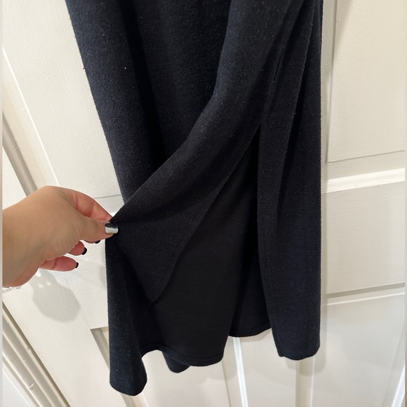 Topshop black long sleeve crewneck tie belt slit maxi sweater dress nwt - Picture 8 of 11